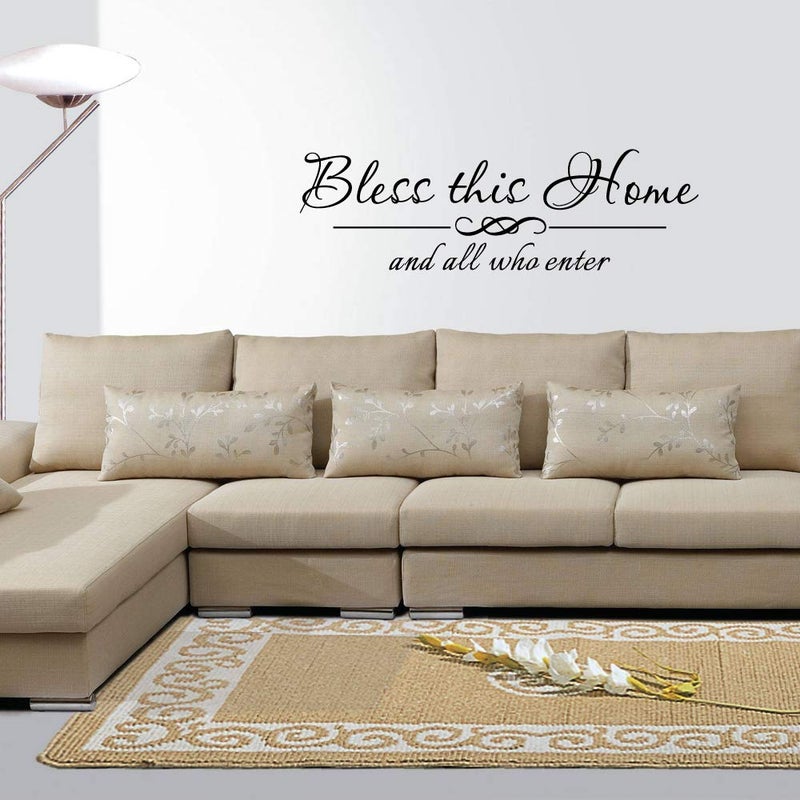 MOVANKRO Bless This Home and All Who Enter - Pure Black Vinyl Wall Decal Quote Carved Seperated Letters Home Entryway Lettering Blessed Stickers Room Decor Art Handwriting - Image 4